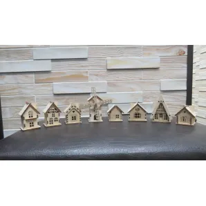 Набор деревянных заготовок «Деревенька на опушке» (7 домиков + мельница)